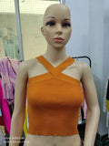 Zingj Cross Hanging Neck Knit Sling Small Vest Bare Back Tight Show Thin Bandage Wipe-Outfit