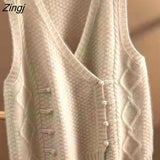 Sweater Vest Women Simple Fashion Korean All-match Solid Spring Knitwear Retro Female Design V-neck Hot Sale Vintage