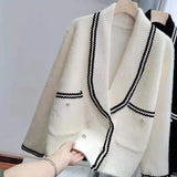 mink velvet jacket women short loose spring and autumn new woolen coat knitted cardigan sweater western