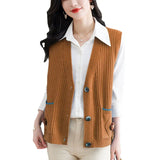 Horse Clip New 2024 Knitted Vest Jacket Women's Spring And Autumn Large Size Fashionable Sweater Vest Cardigan