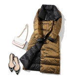 2021 Winter Women Turtleneck White Duck Down Coat Double Breasted Warm Parkas Double Sided Down Long