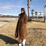 Women Solid Fur Coat Long Sleeve Casual Fleece Jacket Female Turn Down Collar Long Teddy Coat