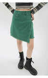 Clothes Women's Denim Short Skirt High Waist Vintage Streetwear Europe and America Fashion Irregular Brown Jean
