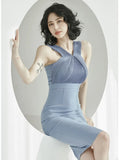New Sleeveless Elegant Party Dress For Women Female Fashion Sexy Midi Office Ladies Chic