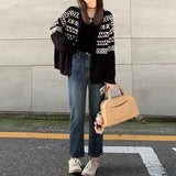 Zingj Lazy Knit Cardigan Autumn And Winter 2024 New V-Neck Sweater Coat Temperament High-End Woolen Jacket Loose-Outfit