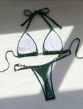 2024 New Sexy T-Shaped Pearl Leopard-Print Special Fabric Swimsuit Bikini