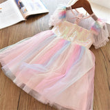 Sequined Kids Princess Summer Sequins Dresses Toddler Cosplay Dress Girl Tutu Teen Birthday Gown Party Clothes