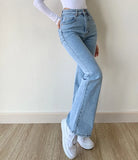 Washed High Waist Slim Flare Jeans-Outfit