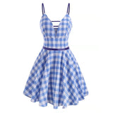 Sexy Plaid Spaghetti Strap Women Dress Gothic Vintage Casual Female Streetwear Vacation Fashion Party Sundress Mini