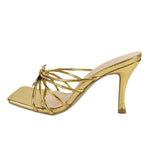 Ladies Sandals Square Head Thin Heel Toe Buckle Fashion Temperament Simple High