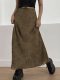 Vintage Mesh Floral Brown Maxi Skirt- Outfit