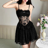 2025 New Women's Solid Color Sexy Lace Splicing Design Body-Body Perspective Sling