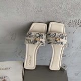 French Small Fragrant Wind Side Toe Cool Slippers Women's Shoes Wear 2025 Summer