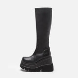 Gothic Style Thick-Bottomd Long-Sleest Locomotive Rider Boots But Knee-High-Skinned Boots