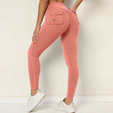 Zingj Butt Overalls Tight Pocket Yoga Pants Female High Waist Elastic Lift Hip Button Speed Dry Running Fitness Pants Women-Outfit