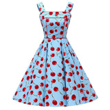 Summer Vintage Rockabilly Dress 50s 70s Big Swing Floral Polka Dot Print Audrey Hepburn Casual A Line Retro 60s