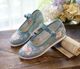 Zingj Shoes Round Head Single Shoes White Bottom Retro Ancient Costume With Flat Bottom Embroidered Cloth Shoes