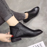 Leather Boots Women Daily Square Heel Zip Shoes Breathable Female Comfortable Square Head Pointed Toe Shoes Retro