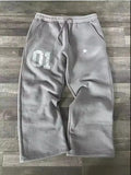 Zingj Alphabet Printed Trousers Loose Waistband Men's And Women's Fashion Brand Trousers 1215-0-Outfit