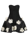 2025 Spring New Dress Elegant Fashion Style Spliced Three-Dimensional Flowers Fluffy Skirt