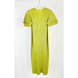Folds 2025 New High-Grade Solid-Colored Round Collar Folded Dress Loose Fashion Comfortable Casual