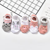 Piece=5 Pairs/lot Cute Animal Spring Women Socks Set Korean Style Funny Cat Dog Panda Low Cut Ankle Short Sox Happy