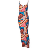 Women Fashion Summer Autumn Sleeveless Printed Bodycon Long Pencil Strap Dress 2021 Fall Wholesale Clothes