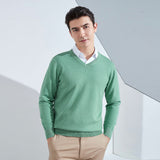 Zingj And Winter New Men's V Collar Loose Large Size Gentleman Sleeve Long Sleeve Sweater Middle-Aged Knit Chicken Heart Collar Bottom Shirt-Outfit