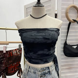 Explosion Recommended Y2k Hottie Braid Small Sling Belt With Chest Mat Tie Mesh Yarn Tidly Wrapped Bra T-Shirt