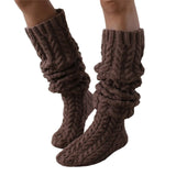 Zingj Color Twist Over The Knee Knitting Pile Pile Socks Female Pure Color Long Tube Knitting Wool Socks