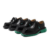 2025 Spring New Leather Shoes Men's British Style Versatile Black Round Head Square Head Big Head Overalls Leather Shoes