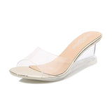 Zingj Female Summer New Korean Version Of The Versatile Summer 6CM Women's Shoes A Word Buckle Simple Slope Heel Slippers