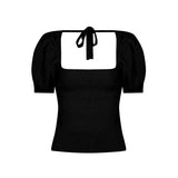 Collarbone Square Neck Knitted Short Sleeved Top Traf Spring Soft Female Basic Woman Winter Sweater Women's