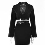 Autumn Two Piece Dress Sets Womens Solid Office Ladies Outfits Notched Single Button Blazer Bandage Bodycon Skirts