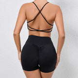 Zingj Shoulder Strap Beautiful Back Bra Peach Hip Shorts Yoga Suit Running Quick-Dry Tight Sports Fitness Suit-Outfit