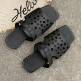 Zingj Slippers Female 2024 Summer Pure Color Square Head Hollow Out A Word To Wear Casual Roman