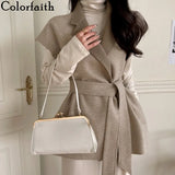 New Autumn Winter Women's Jackets Sleeveless Waistcoat Lace Up Streetwear Woolen Oversized Vests Tops