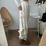 Side Lace Bow Tie Baggy Sweatpants-Outfit