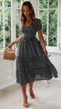 Vintage Vintage Print Puff Sleeve summer Beach sweet dresses Casual Square collar floral maxi long dress 2020