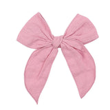 Solid Color Large Bowknot Hair Clips For Cute Girls Cotton Linen Handmade Hairpins Boutique Barrettes Kids Hair