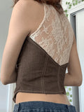 Patchwork Lace Button Down Corset Top- Outfit