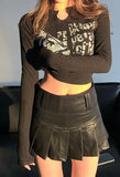 Blurry Long Sleeve Crop Top-Outfit