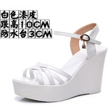 Super High Slope And 12Cm Fashion Cross With Small Size Women's Shoes One-Word Thick-Bottomed Waterproof Toe Women's