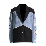 Temperament Commuter Wind 2025 Autumn New Fashion Jeans Stitching Hand Worn Design Suit Jacket