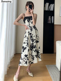 Elegant Midi Spaghetti Strap Dress For Women Maxi Fashion One Piece Bodycon Prom Party Robe