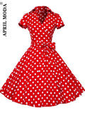 60s Formal Flare Swing Dress Hepburn Summer Women Polka Dot Vintage Cocktail Robe Rockabilly Retro Pinup Dresses With