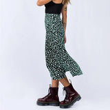 New Sexy Leopard Print Chiffon Split Skirt Casual Fashion Long Skirts for Women Spring Summer Zip Elegant Female