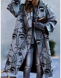 Autumn Long Sleeve Collar Printed Woolen