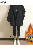 Women Ins Loose Casual Woolen Overcoat Womens Double Breasted Padded Blends Ladies New Fashion Daily Stylish Outwear