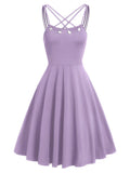 2022 New Buckle Strap Sleeveless O-Ring Flare Dress A Line Party Dress Graduation Dress Women